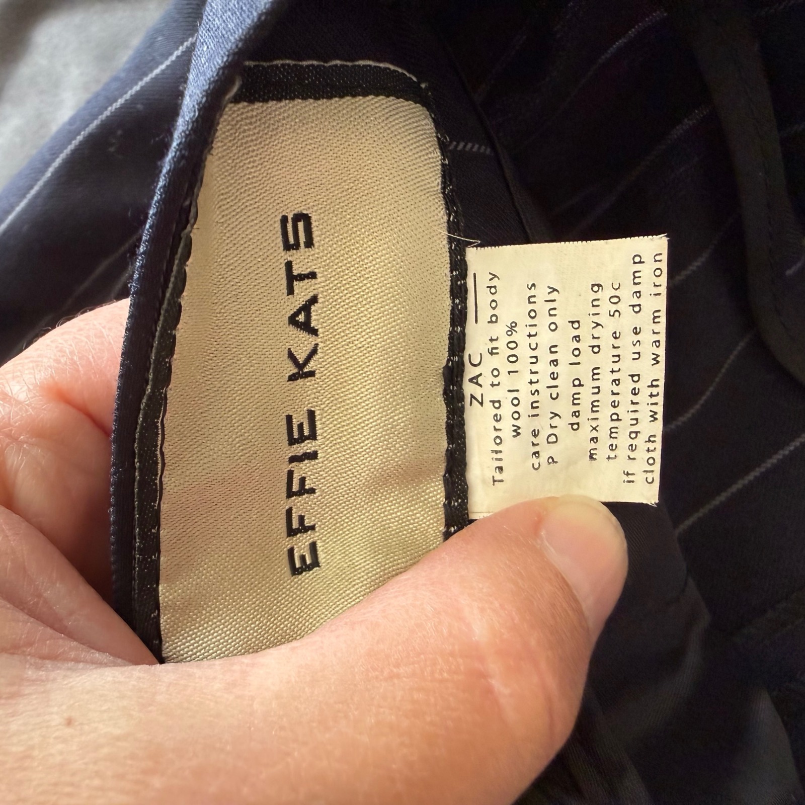 Effie Kats Zac Trousers Womens 28 Black Pinstripe Wool Tailored Good Vintage — image 6 of 8